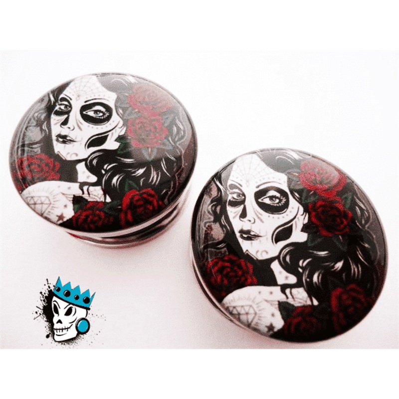 Day of the Dead Girl Flesh Tunnels (7/8 inch) 7/8 inch