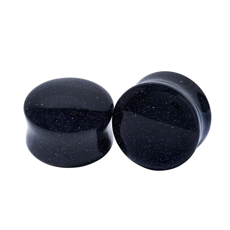 Diablo Organics Blue Goldstone Stone Plugs (8 gauge – 1 inch) 8 g