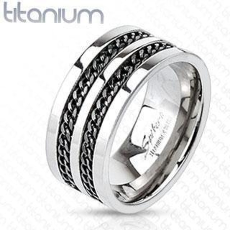 Double Chain Titanium Ring Size 9 (59.5mm)
