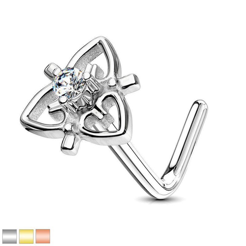 Filigree Heart Nose L Bend 20G Gold