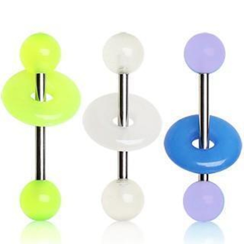 Glow Lifesaver Barbell 14G White