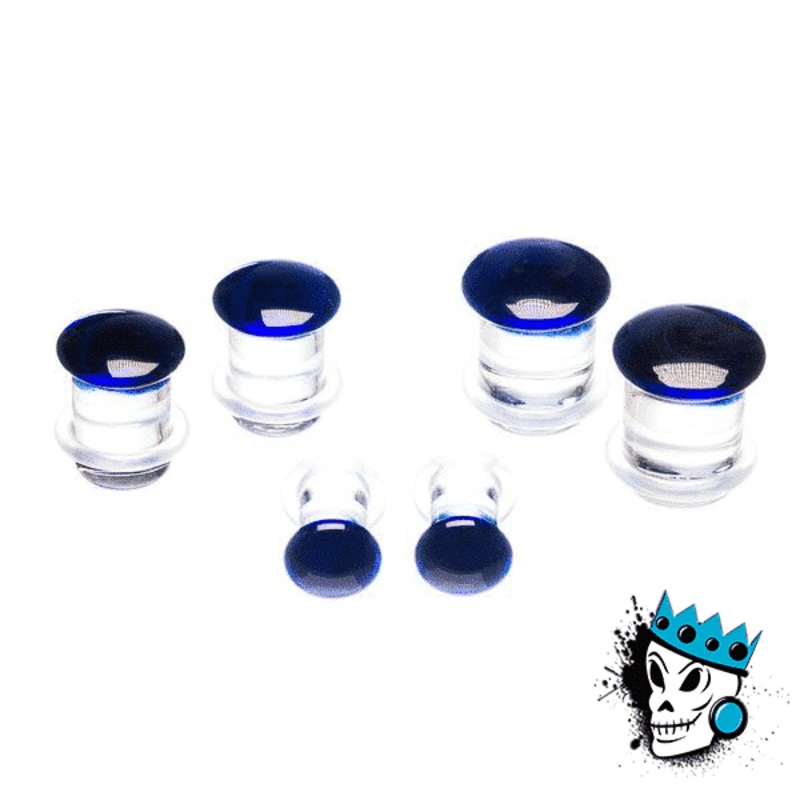 Gorilla Glass Cobalt Blue Color Front Single Flare Plugs (12 gauge – 1 inch) 12 g