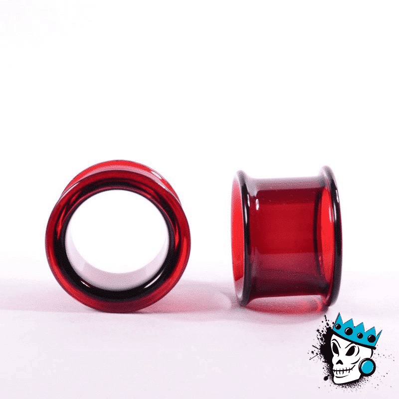 Gorilla Glass Ruby Double Flare Tunnels (8 gauge – 1  & 3/8 inch) 8 g