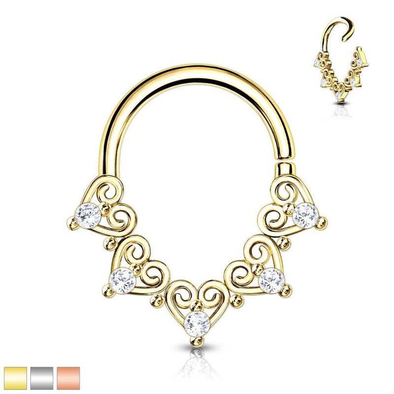 Heart Filigree Twist Ring 18G 16G 18G Gold