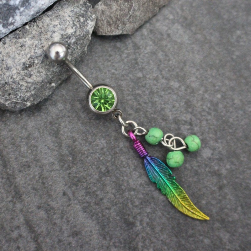 Mai Boho Navel Ring in Green