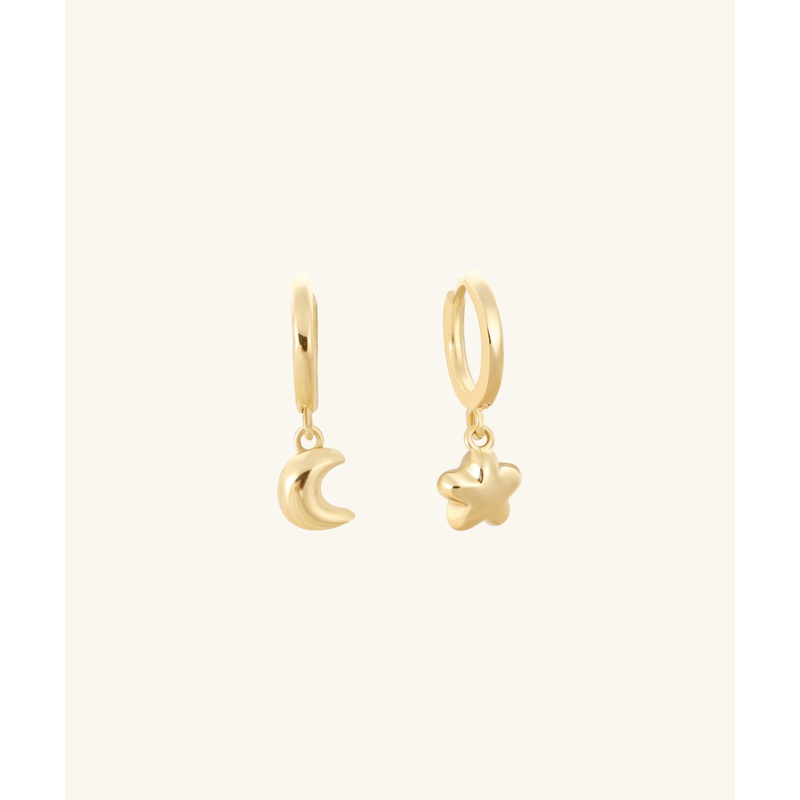 Moon & Star Hoops Gold