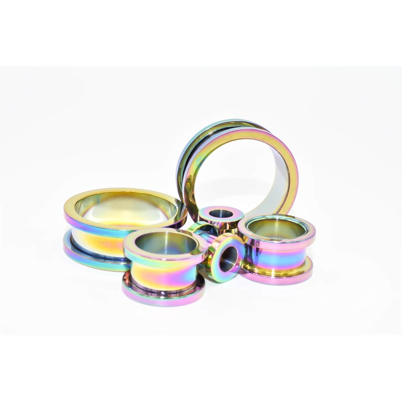 Multicolored Steel Flesh Tunnels (16 gauge – 1 inch) 16 g
