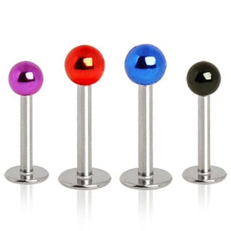 Neon Anodized Bead Labret Ring (16 gauge) Dark Blue