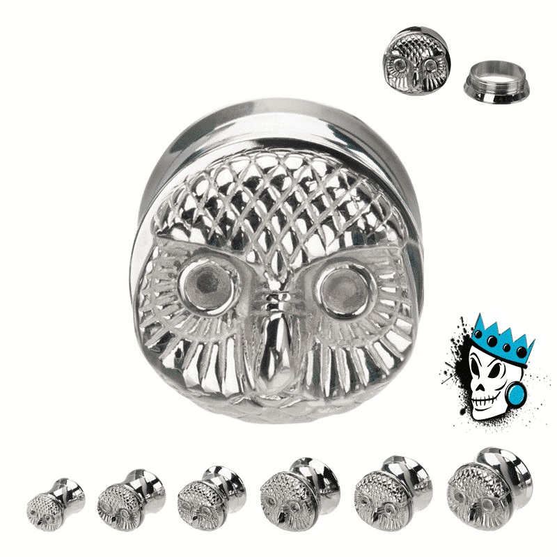 Owl Face Steel Plugs (7/16 inch – 5/8 inch) 7/16 inch