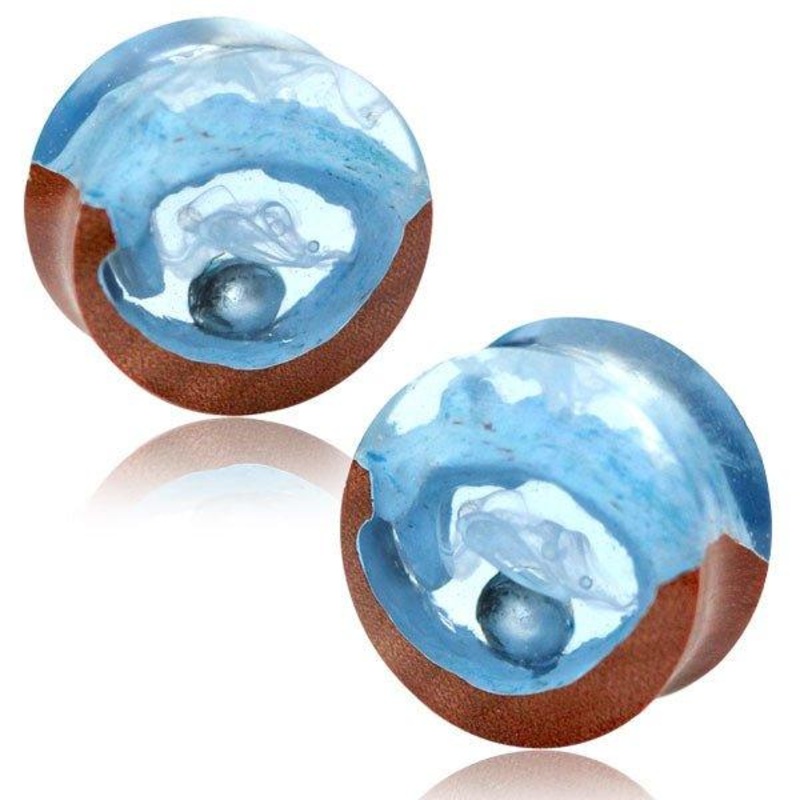 Pearl Epoxy and Wood Plug 12mm-25mm 12mm(1/2″) (Pair)