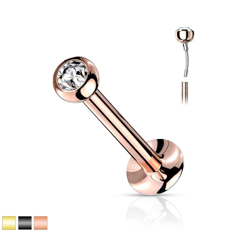 PVD Threadless Micro Gem Labret 20G 6mm Black