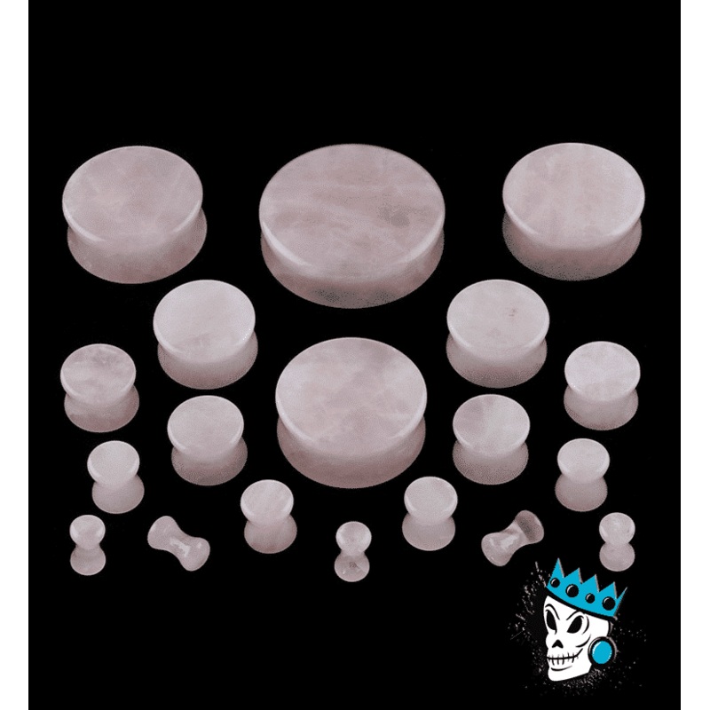 Rose Quartz Double Flared Plugs (8 gauge – 2 3/4 inch) 8 g