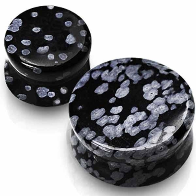 Snowflake Obsidian Stone Plug 8G-1″ 3.2mm(8G)