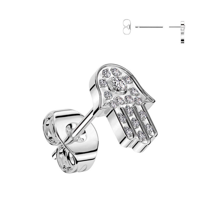 Titanium Threadless Hamsa Earrings Pair Gold