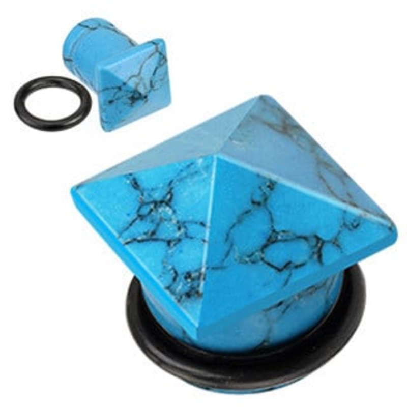 Turquoise Stone Pyramid Plugs (2 gauge – 9/16 inch) 2 g