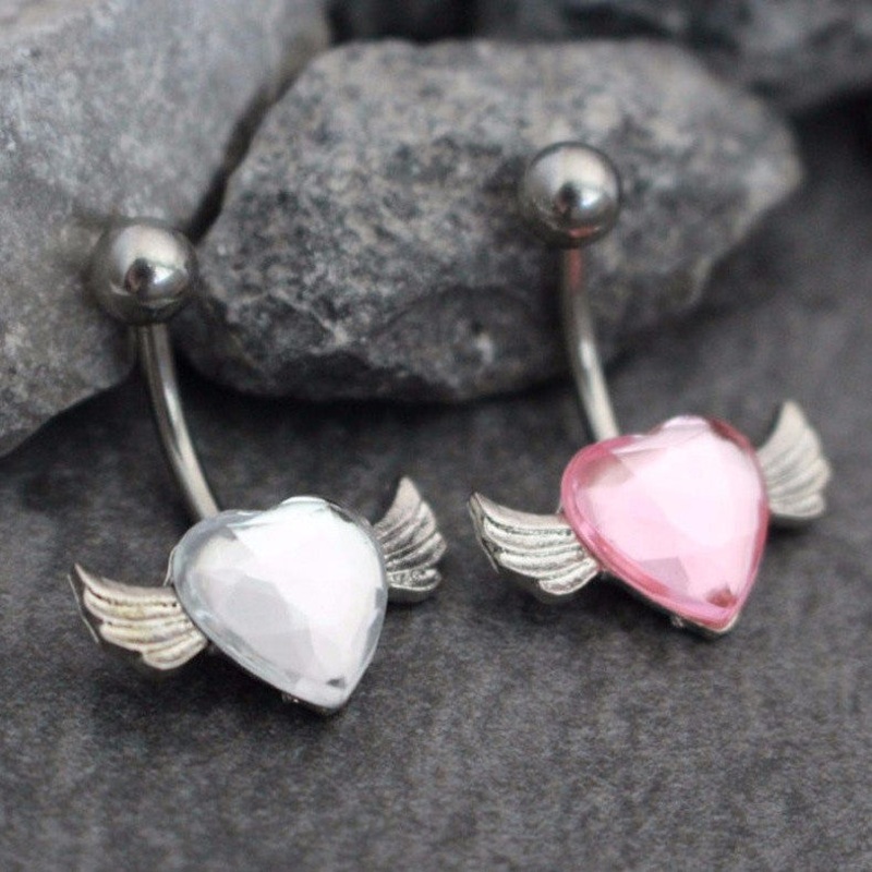 Uma Heart & Wings Belly Bar Pink