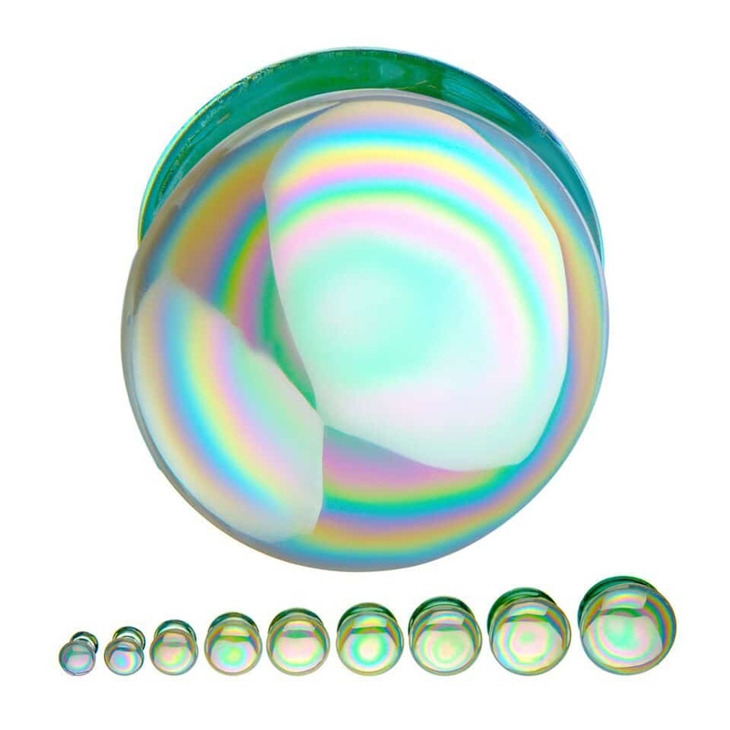 White Aurora Borealis Glass Plugs (4 gauge – 1/2 inch) 4 g