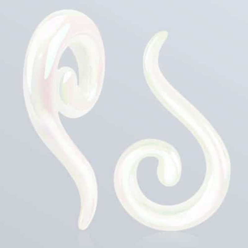 White Pearlescent Spirals (8 gauge – 00 gauge) 8 g
