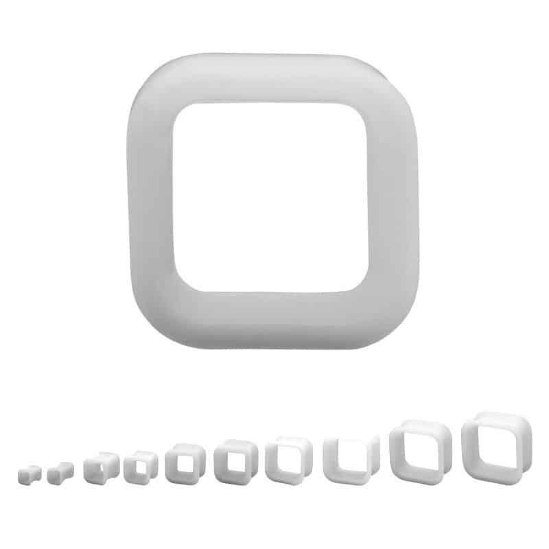 White Square Silicone Tunnels (2 gauge – 1 inch) 2 g