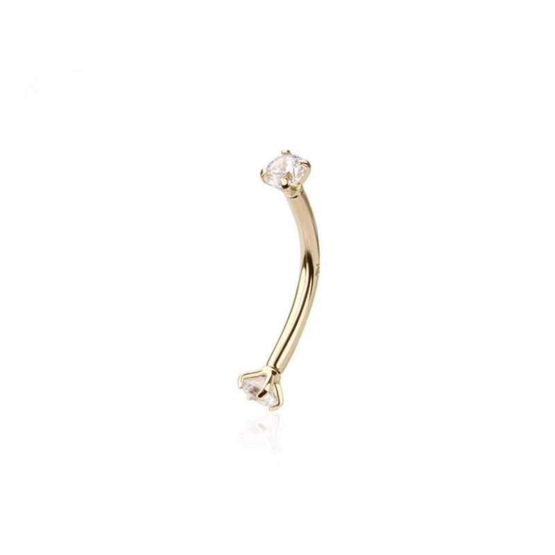 14kt Gold Prong Curve 16G 8mm White Gold