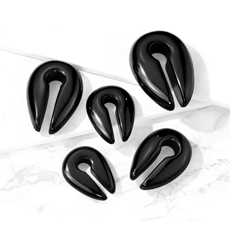Black Agate Stone Keyhole Weights (0 gauge – 5/8 inch) 0 g