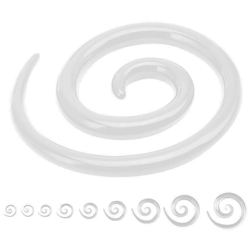 Clear Acrylic SUPER Spirals (14 gauge – 00 gauge) 14 g