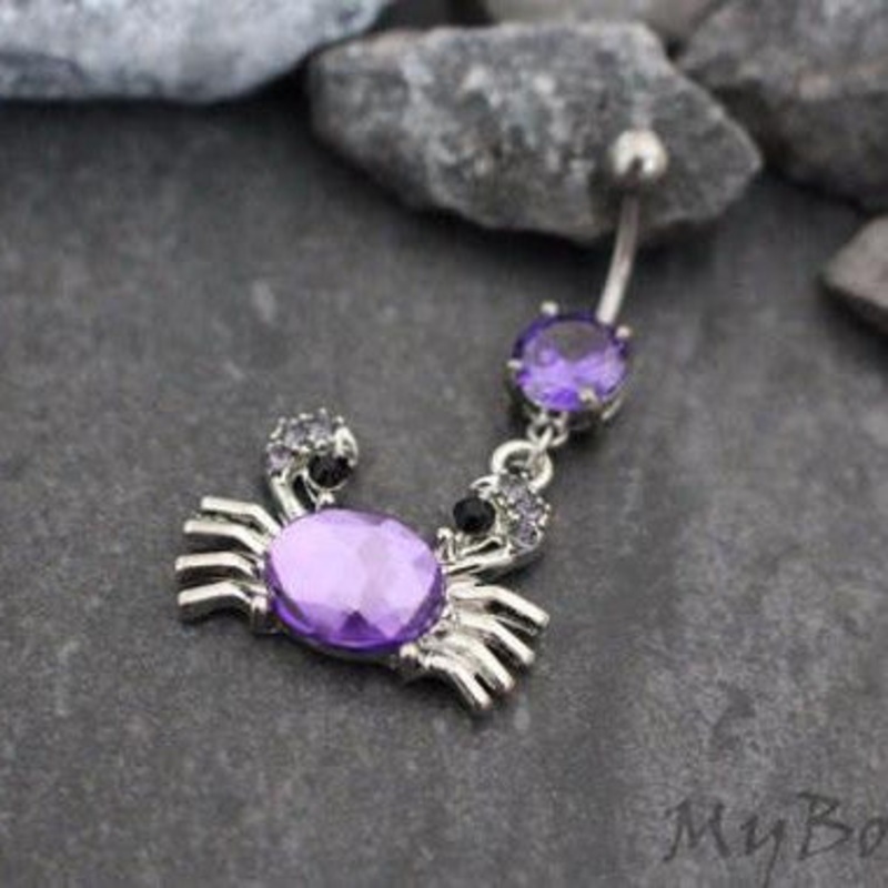 Crystal Crab Belly Ring Purple Crystal