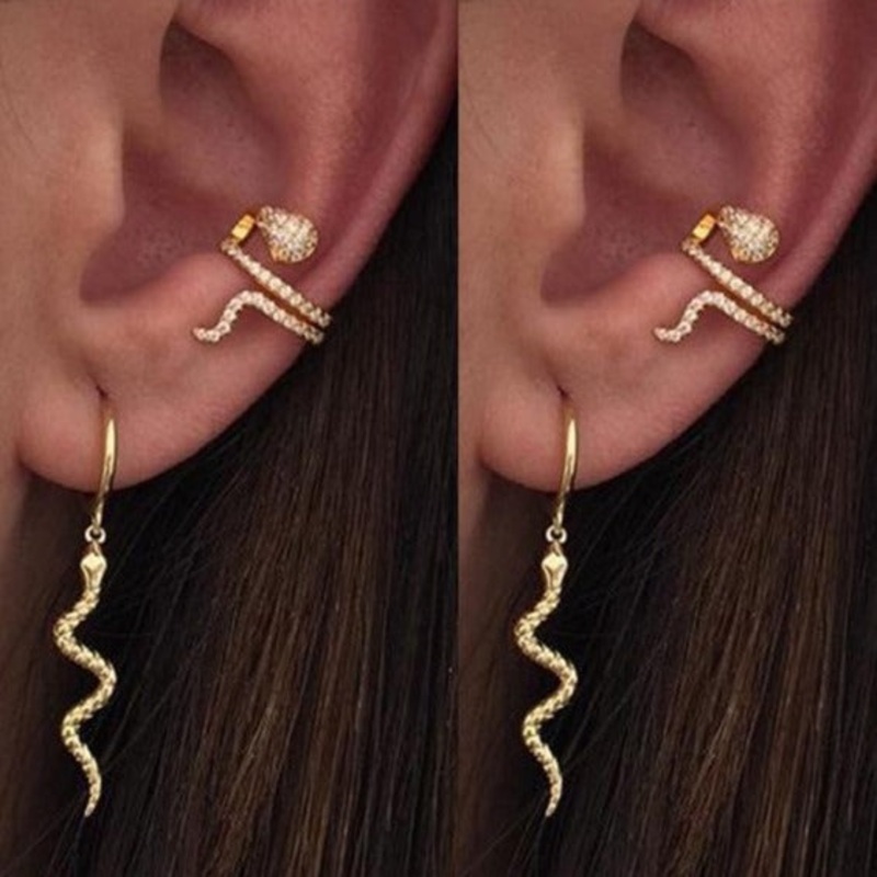 Evianna Cute Snake Huggie Hoop Earrings Gold