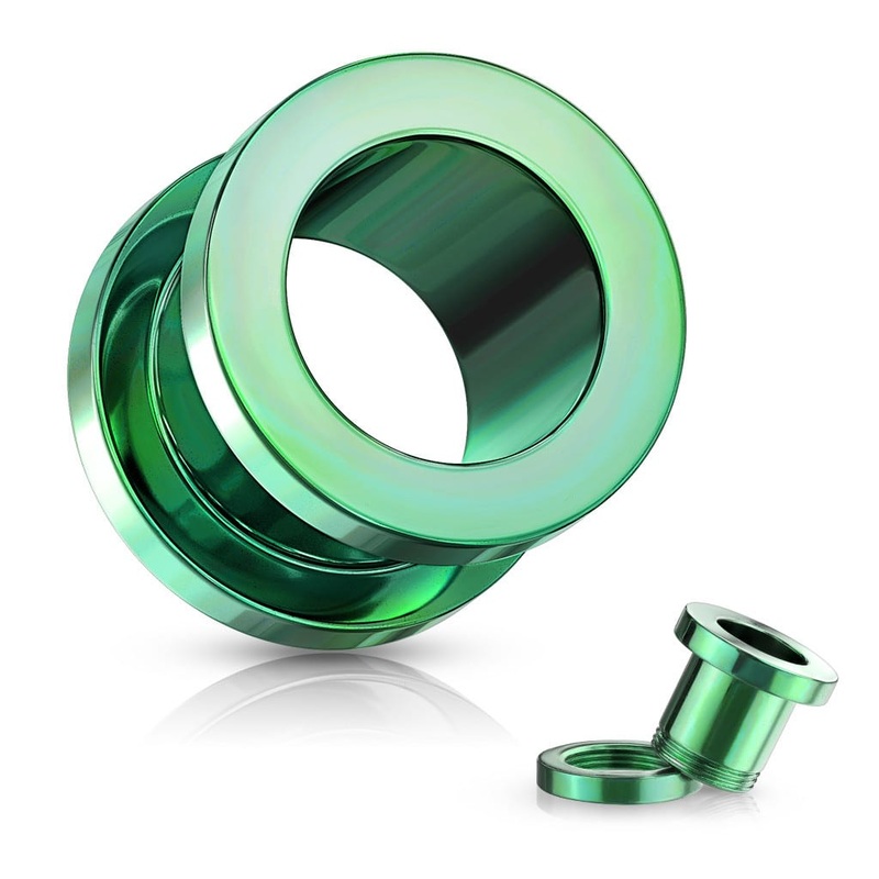 Green Steel Flesh Tunnels (14 gauge – 1 inch) 14 g