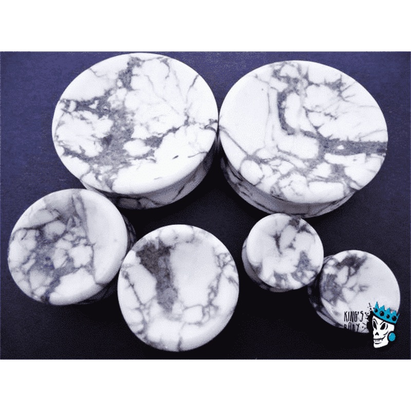Howlite Concave/Convex Stone Plugs (8 gauge – 1 7/8 inch) 8 g