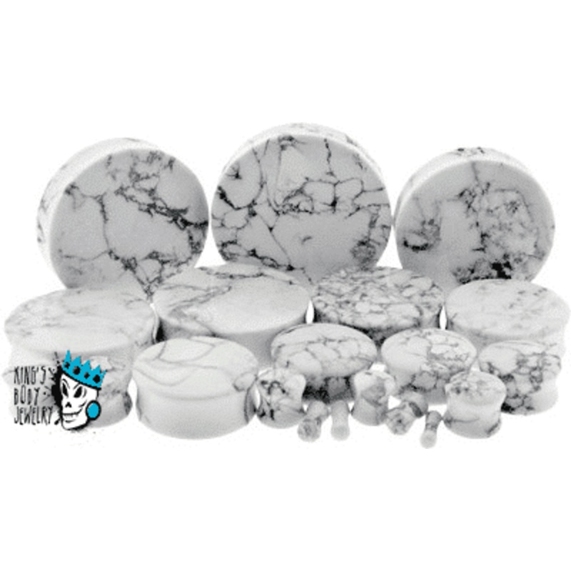 Howlite Double Flare Stone Plugs (8 gauge – 2 1/2 inch) 8 g