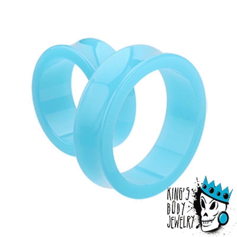 Light Blue Acrylic Double Flare Tunnels (1 1/8 inch- 2 inch) 1 1/8 inch