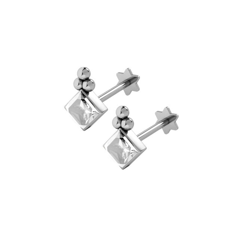 Navajo Tribal Boho Ball Crystal Ear Piercing Jewelry Earring Stud 16G Rose Gold