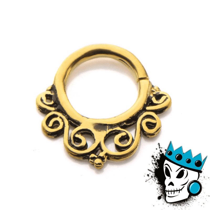 Ornate Brass Filigree Septum Ring (16 gauge) 16 g