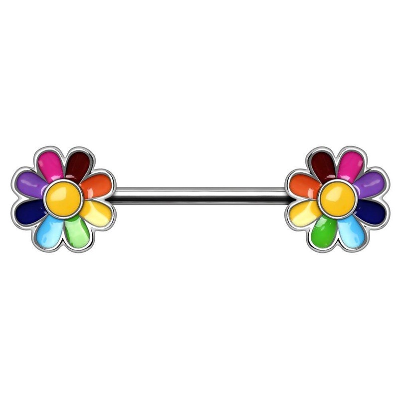 Pride Flower Nipple Bar 14G (Single)