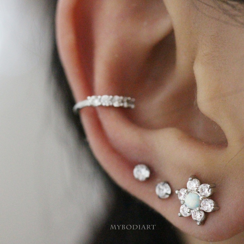 Starr Opal & Crystal Flower Ear Piercing Pair of Piercings (2)