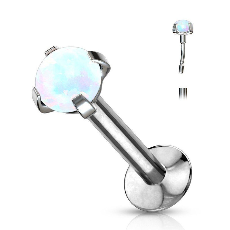 Threadless Prong Opal Labret 20G 6mm 2mm