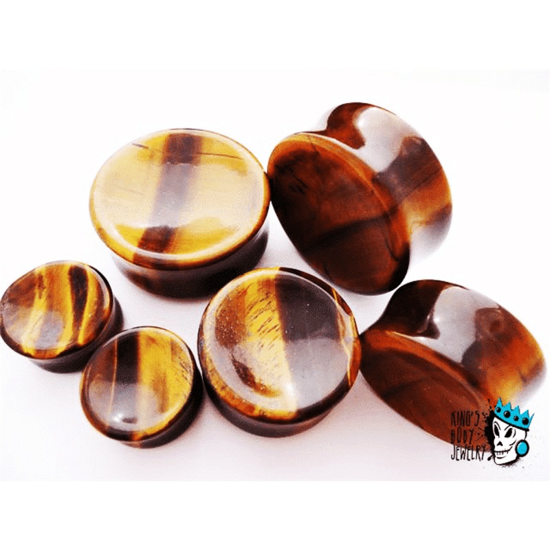 Tiger’s Eye Concave Stone Plugs (8 gauge – 7/8 inch) 8 g