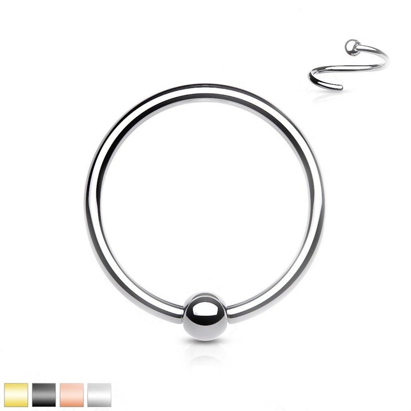 Titanium Fixed Ball Nose Ring 20G 18G 20G 8mm Black