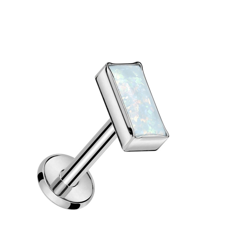 Titanium Opal Rectangle Labret 16G 6mm