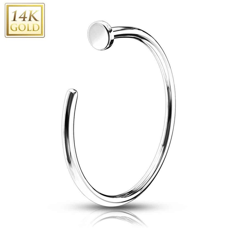 14 Karat  White Gold Nostril Ring (18 – 20 gauge) 20 g 3/8″