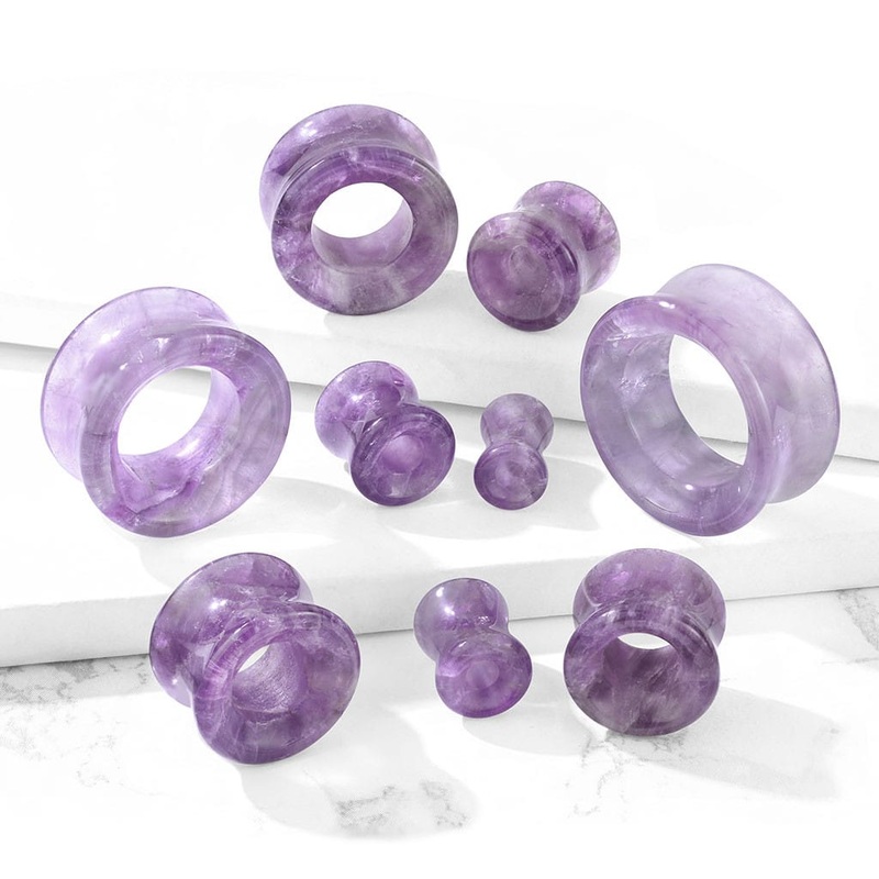 Amethyst Stone Concave Tunnels (2 gauge – 1 inch) 2 g