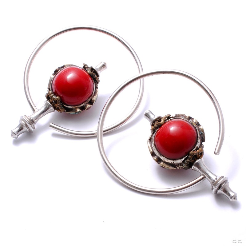 Asia Major Hoop Weights with Copal Beads from Morton Manley