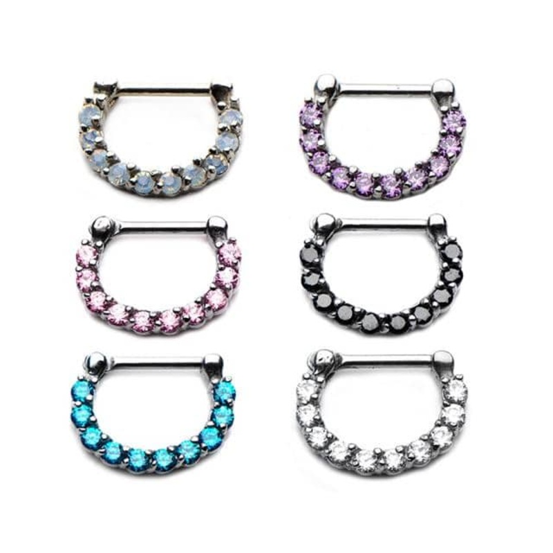 Bling Septum Clicker (16 gauge – 14 gauge) 16 g Clear