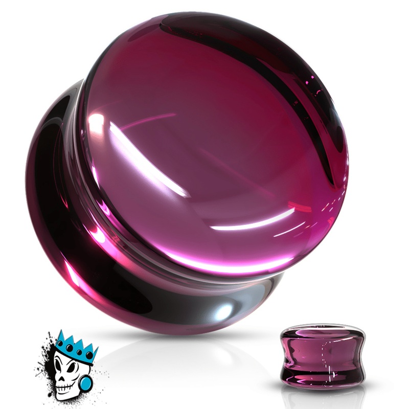 Burgundy Double Flare Convex Glass Plugs (2 gauge – 5/8 inch) 2 g