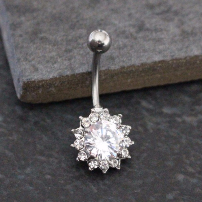 Calla Crystal Flower Belly Button Ring Stud