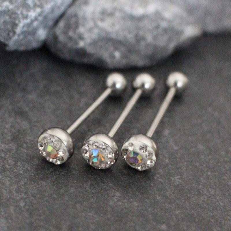 Coco Aurora Borealis Crystal Tongue Barbell