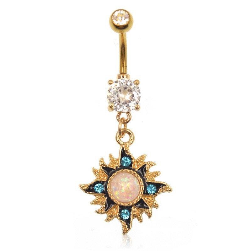 Flare Sun Opal Gold Belly Button Ring