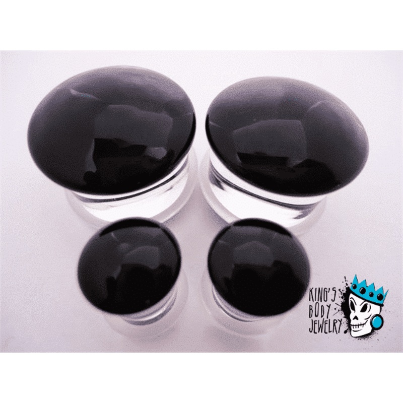 Gorilla Glass Black Color Front Double Flare Plugs (8 gauge – 1 inch) 8 g
