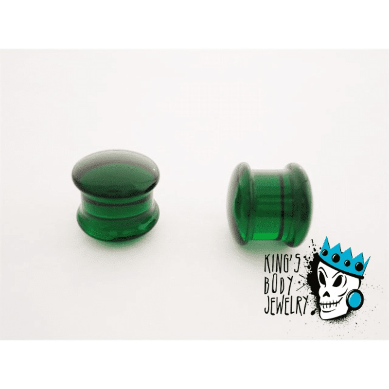 Gorilla Glass Green Solid Double Flare Plugs (8 gauge – 1/2 inch) 8 g